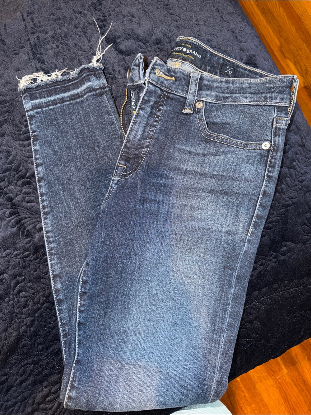 Lucky Brand Blue Distressed Hem Skinny Jeans